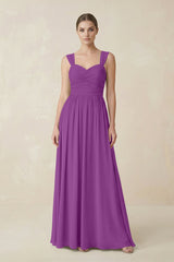 Sweetheart Pleated Chiffon A - Line Bridesmaid Dress in Amethyst - KISS BRIDAL Bridesmaid Dresses