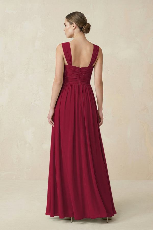 Sweetheart Pleated Chiffon A - Line Bridesmaid Dress in Berry - SHE IS ME Bridesmaid Dresses