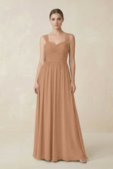 Sweetheart Pleated Chiffon A - Line Bridesmaid Dress in Bronzer - KISS BRIDAL Bridesmaid Dresses