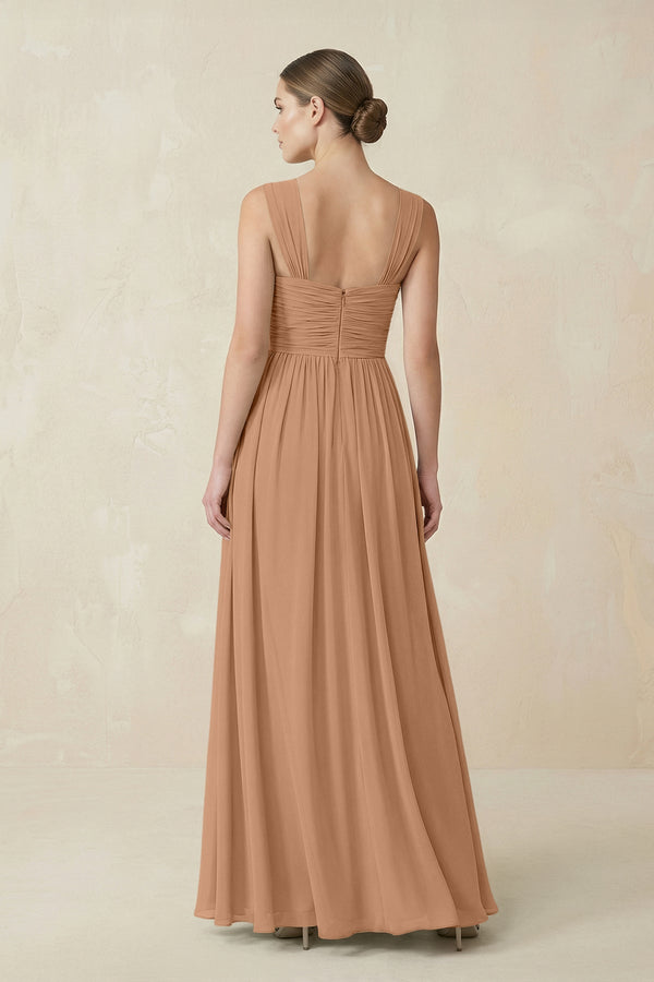 Sweetheart Pleated Chiffon A - Line Bridesmaid Dress in Bronzer - SHE IS ME Bridesmaid Dresses