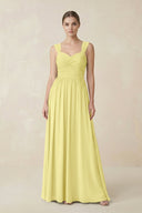 Sweetheart Pleated Chiffon A - Line Bridesmaid Dress in Buttercup - SHE IS ME Bridesmaid Dresses