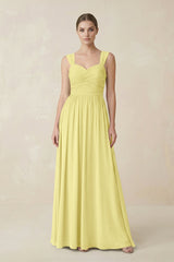 Sweetheart Pleated Chiffon A - Line Bridesmaid Dress in Buttercup - KISS BRIDAL Bridesmaid Dresses