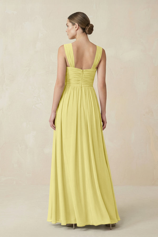 Sweetheart Pleated Chiffon A - Line Bridesmaid Dress in Buttercup - SHE IS ME Bridesmaid Dresses
