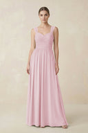 Sweetheart Pleated Chiffon A - Line Bridesmaid Dress in Candy Pink - SHE IS ME Bridesmaid Dresses