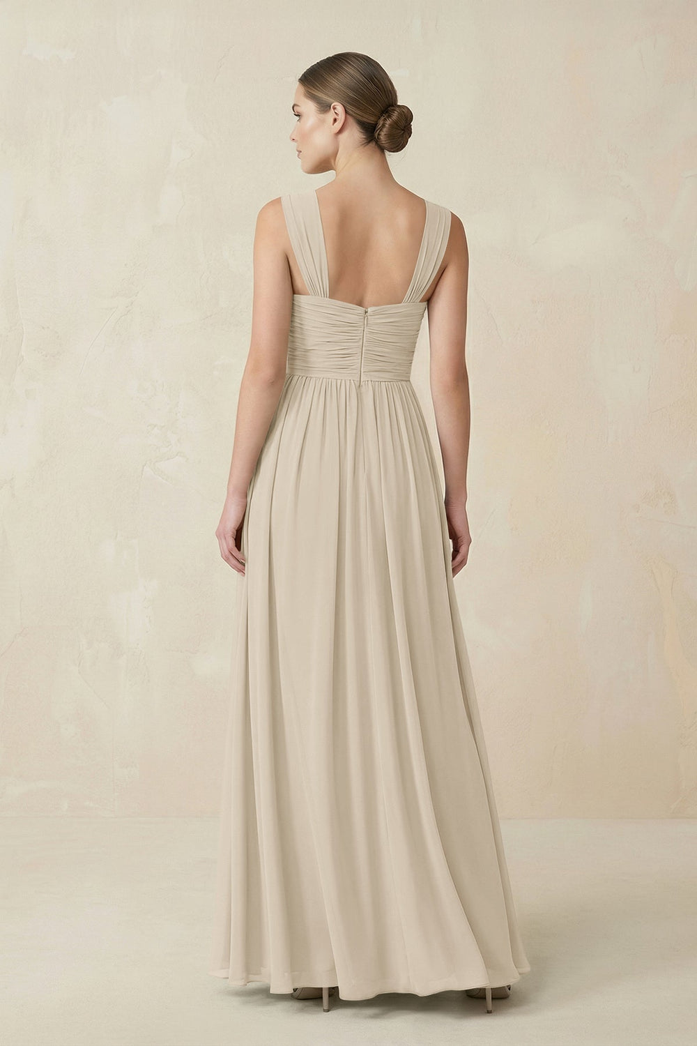 Sweetheart Pleated Chiffon A - Line Bridesmaid Dress in Champagne - KISS BRIDAL Bridesmaid Dresses