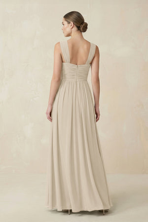 Sweetheart Pleated Chiffon A - Line Bridesmaid Dress in Champagne - SHE IS ME Bridesmaid Dresses