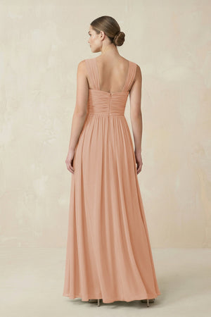 Sweetheart Pleated Chiffon A - Line Bridesmaid Dress in Champagne Rose - SHE IS ME Bridesmaid Dresses