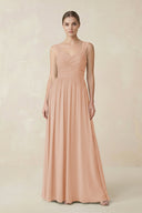 Sweetheart Pleated Chiffon A - Line Bridesmaid Dress in Champagne Rose - SHE IS ME Bridesmaid Dresses