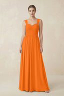 Sweetheart Pleated Chiffon A - Line Bridesmaid Dress in Cinnamon - SHE IS ME Bridesmaid Dresses