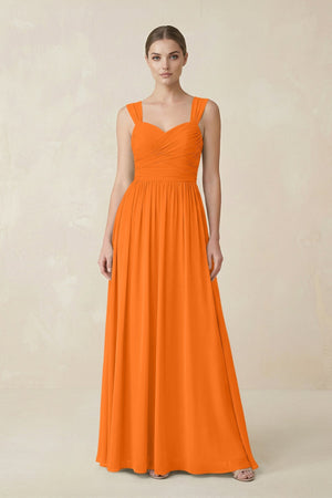 Sweetheart Pleated Chiffon A - Line Bridesmaid Dress in Cinnamon - SHE IS ME Bridesmaid Dresses
