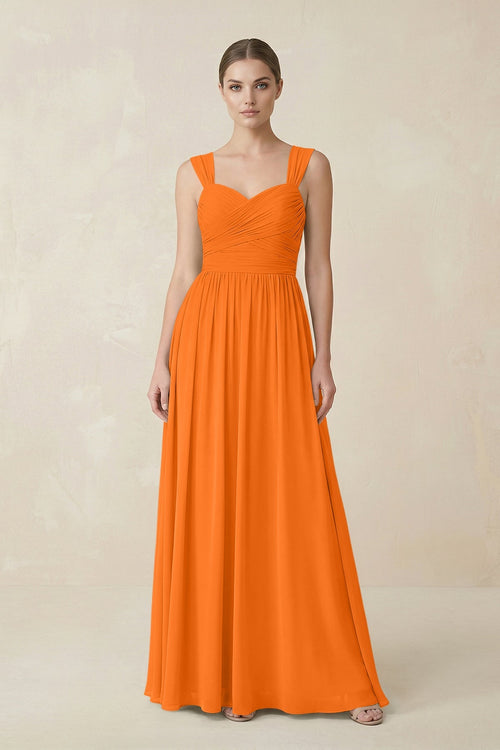 Sweetheart Pleated Chiffon A - Line Bridesmaid Dress in Cinnamon - SHE IS ME Bridesmaid Dresses