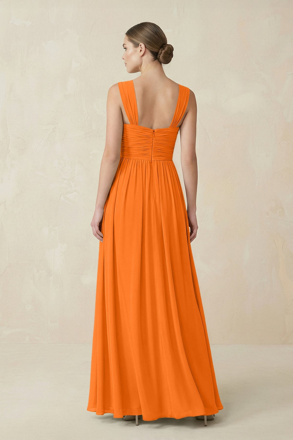 Sweetheart Pleated Chiffon A - Line Bridesmaid Dress in Cinnamon - KISS BRIDAL Bridesmaid Dresses