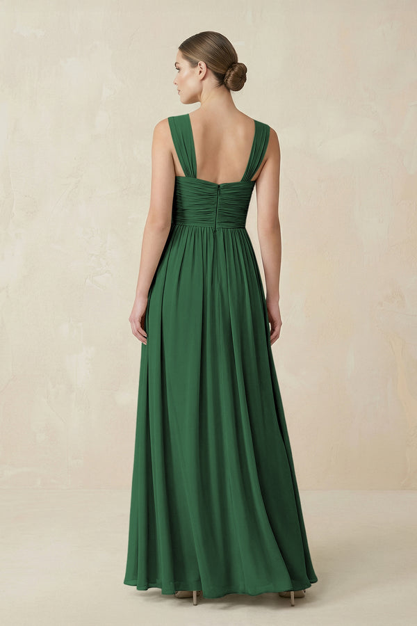 Sweetheart Pleated Chiffon A - Line Bridesmaid Dress in Dark Green - SHE IS ME Bridesmaid Dresses
