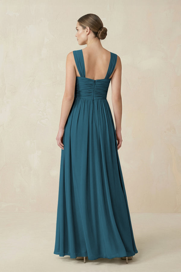 Sweetheart Pleated Chiffon A - Line Bridesmaid Dress in Dark Teal - SHE IS ME Bridesmaid Dresses