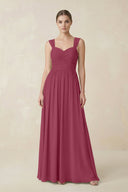 Sweetheart Pleated Chiffon A - Line Bridesmaid Dress in Desert Rose - SHE IS ME Bridesmaid Dresses