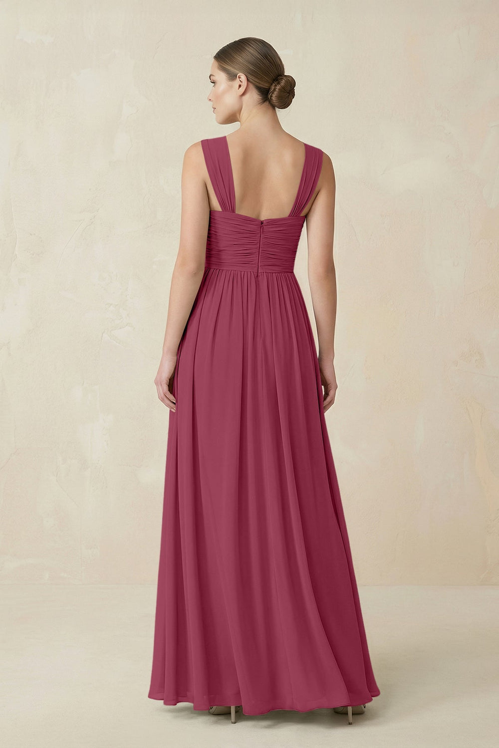 Sweetheart Pleated Chiffon A - Line Bridesmaid Dress in Desert Rose - KISS BRIDAL Bridesmaid Dresses