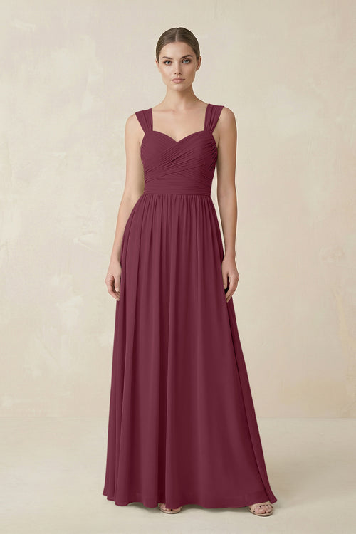 Sweetheart Pleated Chiffon A-Line Bridesmaid Dress in Desert Rose | KISSBRIDAL