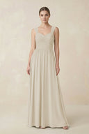 Sweetheart Pleated Chiffon A - Line Bridesmaid Dress in Dove Gray - SHE IS ME Bridesmaid Dresses