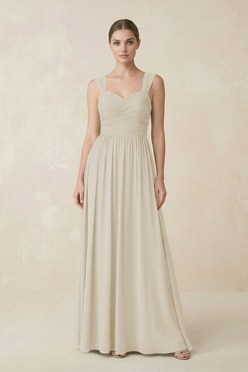Sweetheart Pleated Chiffon A - Line Bridesmaid Dress in Dove Gray - SHE IS ME Bridesmaid Dresses