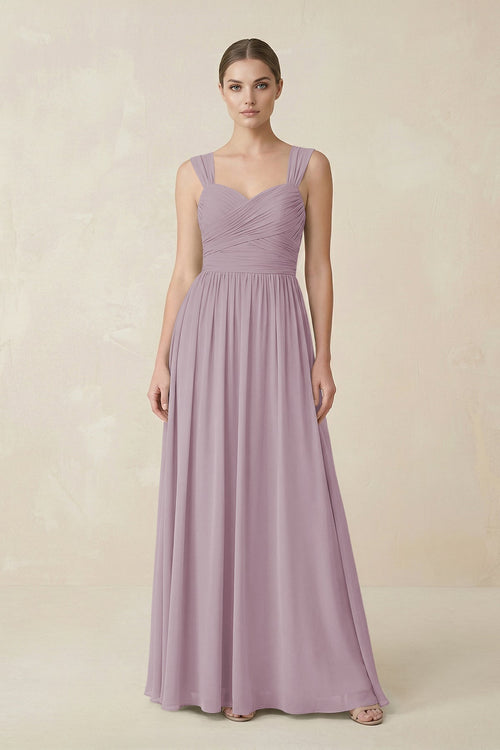 Sweetheart Pleated Chiffon A - Line Bridesmaid Dress in Dusk - SHE IS ME Bridesmaid Dresses