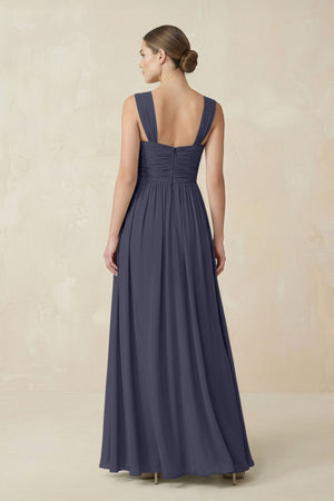 Sweetheart Pleated Chiffon A - Line Bridesmaid Dress in Dusk Blue - SHE IS ME Bridesmaid Dresses