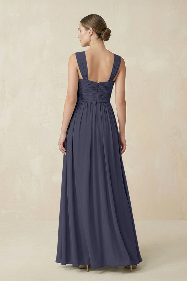 Sweetheart Pleated Chiffon A - Line Bridesmaid Dress in Dusk Blue - SHE IS ME Bridesmaid Dresses