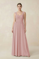 Sweetheart Pleated Chiffon A - Line Bridesmaid Dress in Dusty Rose - SHE IS ME Bridesmaid Dresses