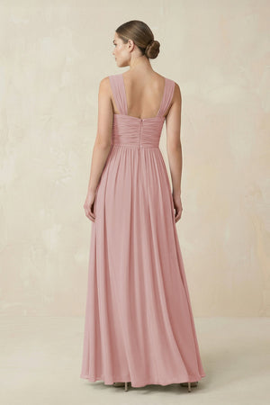 Sweetheart Pleated Chiffon A - Line Bridesmaid Dress in Dusty Rose - SHE IS ME Bridesmaid Dresses