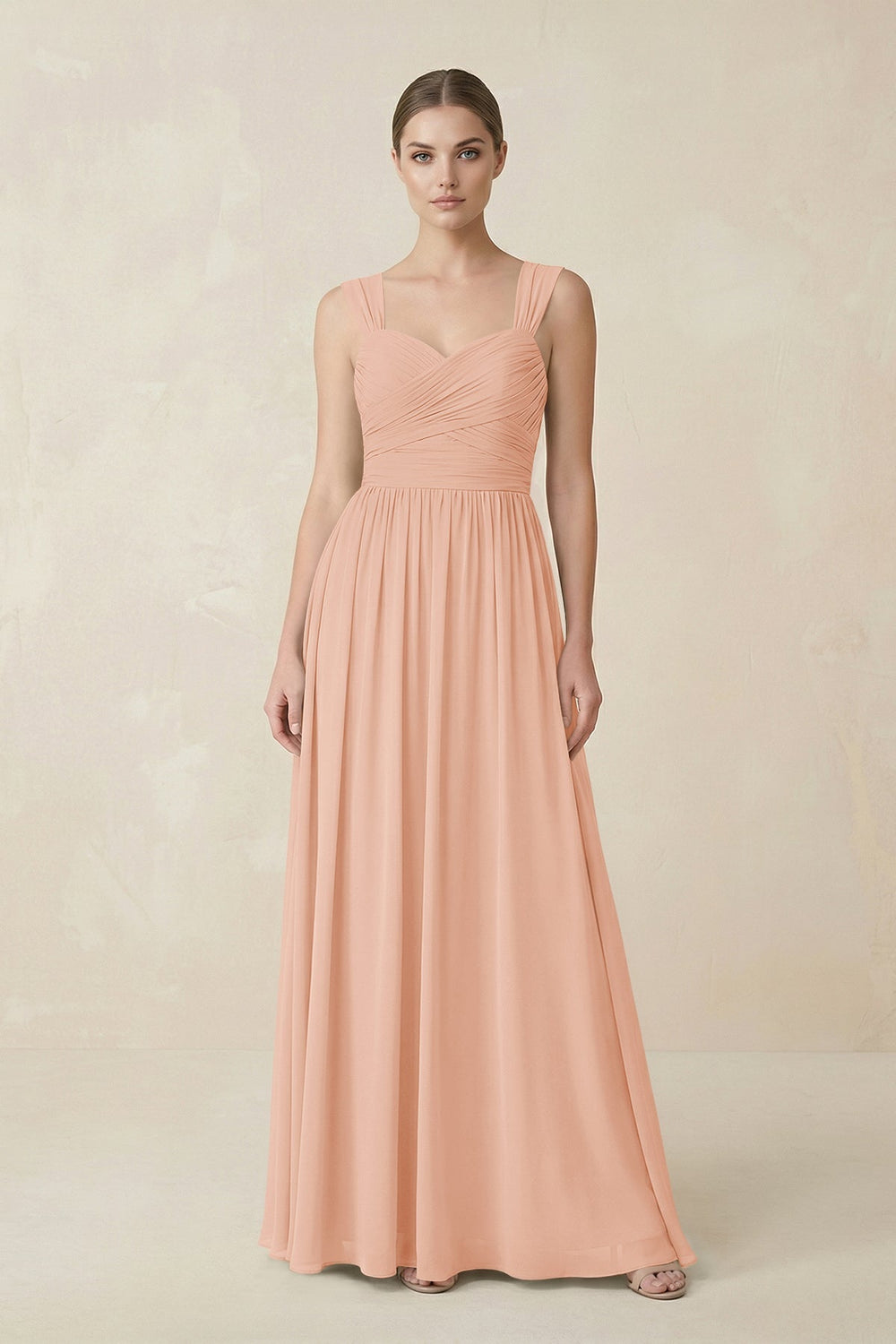 Sweetheart Pleated Chiffon A - Line Bridesmaid Dress in English Rose - KISS BRIDAL Bridesmaid Dresses