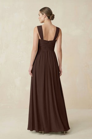 Sweetheart Pleated Chiffon A - Line Bridesmaid Dress in Espresso - SHE IS ME Bridesmaid Dresses