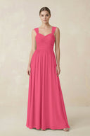 Sweetheart Pleated Chiffon A - Line Bridesmaid Dress in Fuchsia - SHE IS ME Bridesmaid Dresses