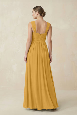 Sweetheart Pleated Chiffon A - Line Bridesmaid Dress in Marigold - SHE IS ME Bridesmaid Dresses