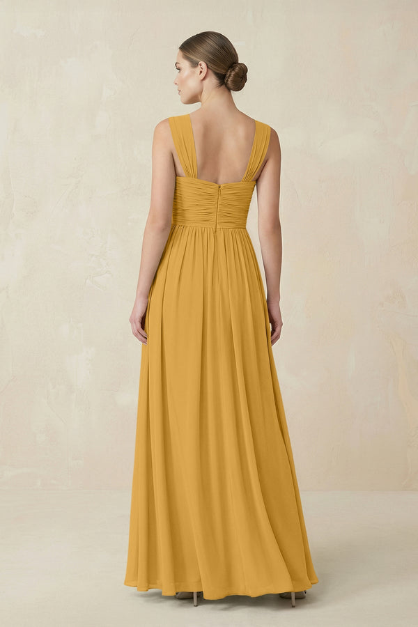Sweetheart Pleated Chiffon A - Line Bridesmaid Dress in Marigold - SHE IS ME Bridesmaid Dresses