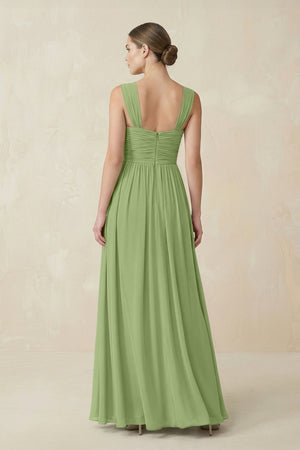 Sweetheart Pleated Chiffon A - Line Bridesmaid Dress in Matcha - SHE IS ME Bridesmaid Dresses