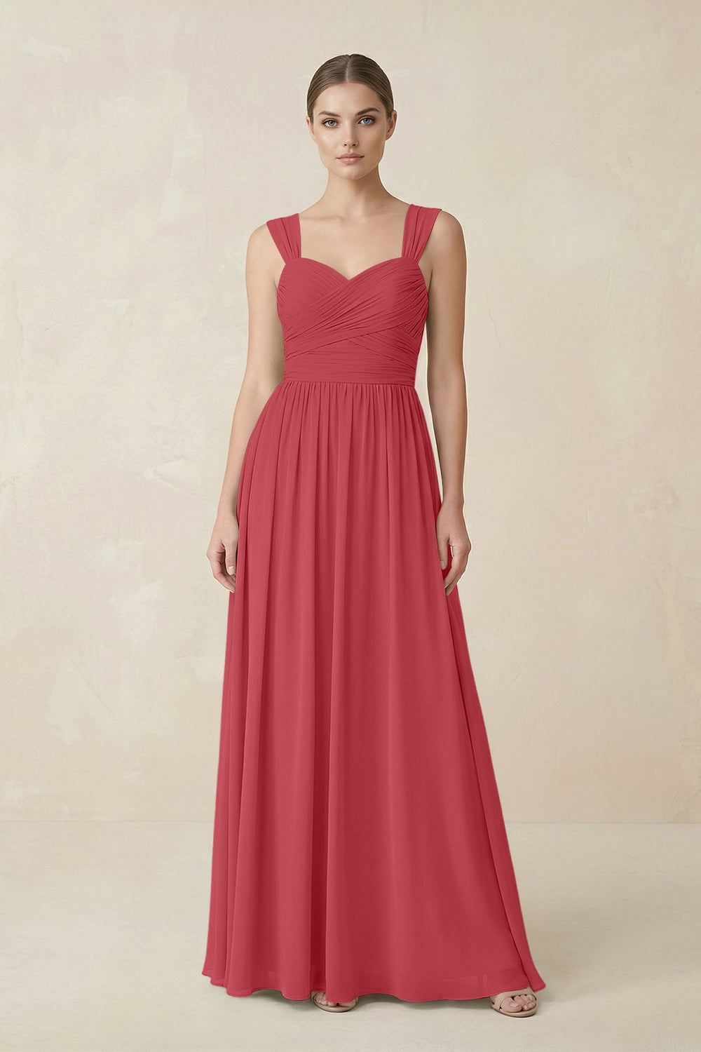 Sweetheart Pleated Chiffon A - Line Bridesmaid Dress in Merlot - KISS BRIDAL Bridesmaid Dresses