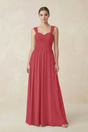 Sweetheart Pleated Chiffon A - Line Bridesmaid Dress in Merlot - SHE IS ME Bridesmaid Dresses
