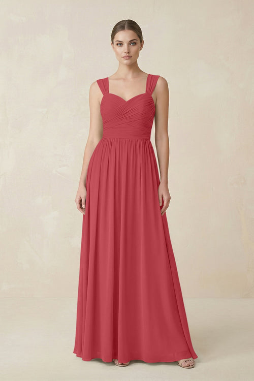 Sweetheart Pleated Chiffon A - Line Bridesmaid Dress in Merlot - SHE IS ME Bridesmaid Dresses