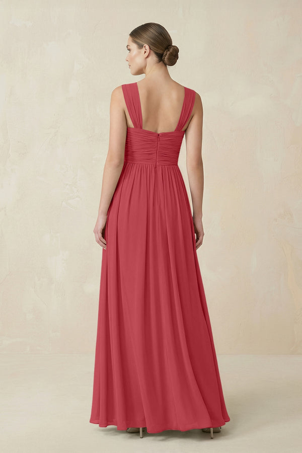 Sweetheart Pleated Chiffon A - Line Bridesmaid Dress in Merlot - SHE IS ME Bridesmaid Dresses