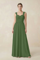 Sweetheart Pleated Chiffon A - Line Bridesmaid Dress in Moss - SHE IS ME Bridesmaid Dresses