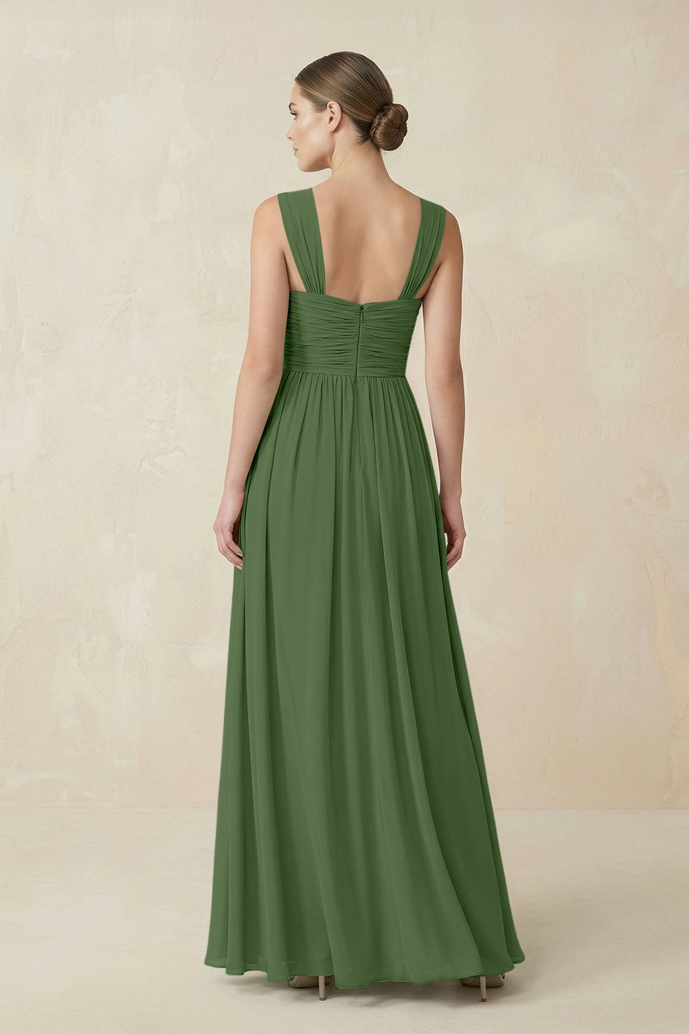 Sweetheart Pleated Chiffon A - Line Bridesmaid Dress in Moss - KISS BRIDAL Bridesmaid Dresses