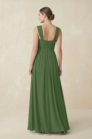 Sweetheart Pleated Chiffon A - Line Bridesmaid Dress in Moss - SHE IS ME Bridesmaid Dresses