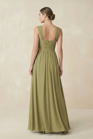 Sweetheart Pleated Chiffon A-Line Bridesmaid Dress in Moss Green (2) | KISSBRIDAL