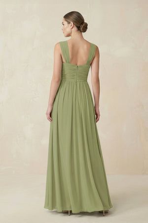 Sweetheart Pleated Chiffon A - Line Bridesmaid Dress in Moss Green - SHE IS ME Bridesmaid Dresses