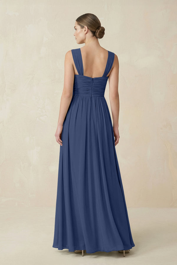 Sweetheart Pleated Chiffon A - Line Bridesmaid Dress in Navy - SHE IS ME Bridesmaid Dresses