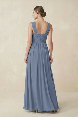 Sweetheart Pleated Chiffon A - Line Bridesmaid Dress in Neptune - SHE IS ME Bridesmaid Dresses