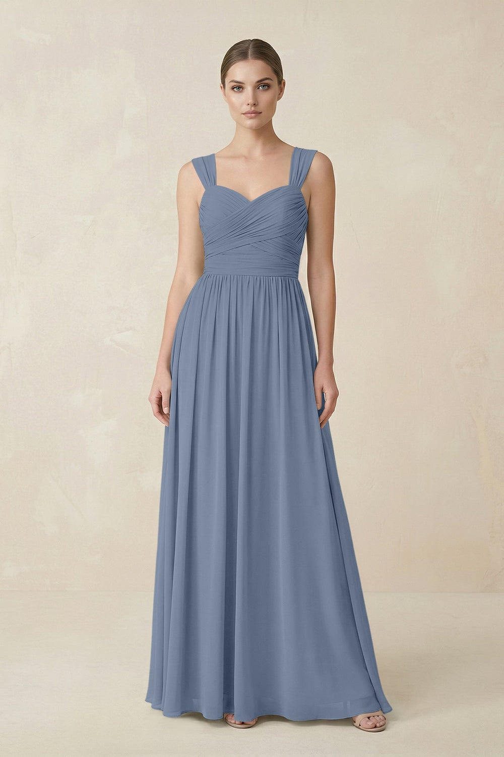 Sweetheart Pleated Chiffon A - Line Bridesmaid Dress in Neptune - KISS BRIDAL Bridesmaid Dresses