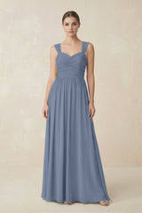 Sweetheart Pleated Chiffon A - Line Bridesmaid Dress in Neptune - KISS BRIDAL Bridesmaid Dresses