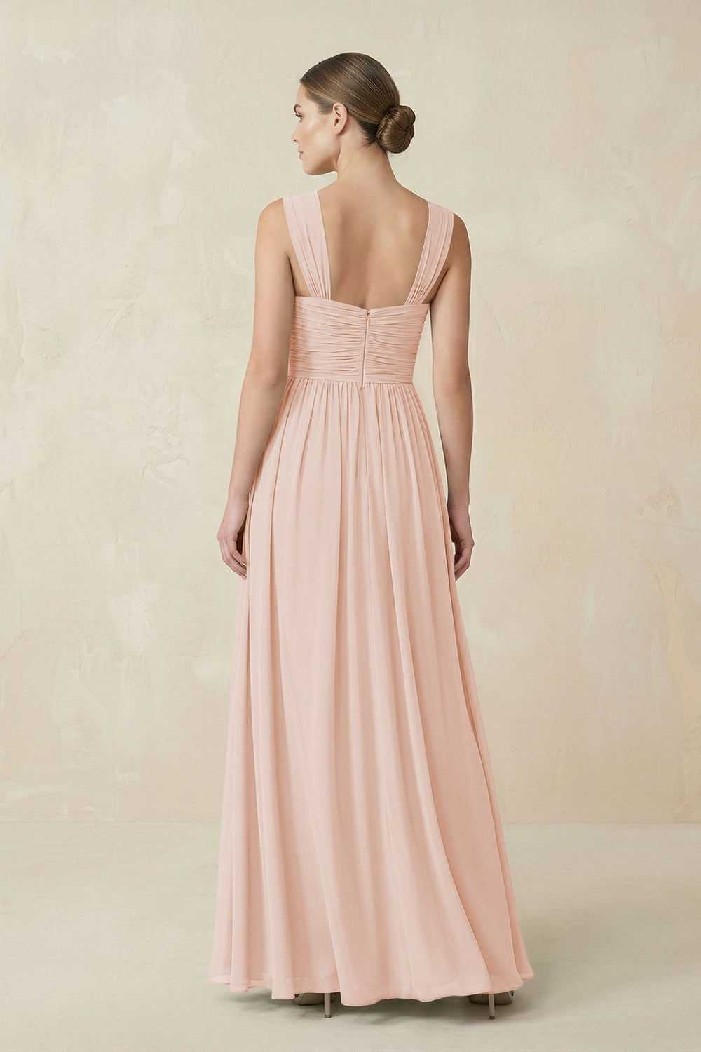 Sweetheart Pleated Chiffon A - Line Bridesmaid Dress in Pale Blush - SHE IS ME Bridesmaid Dresses