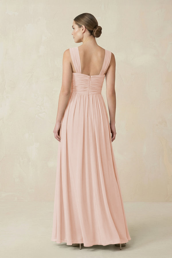 Sweetheart Pleated Chiffon A - Line Bridesmaid Dress in Pale Blush - SHE IS ME Bridesmaid Dresses
