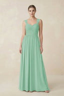 Sweetheart Pleated Chiffon A - Line Bridesmaid Dress in Pale Pistachio - SHE IS ME Bridesmaid Dresses